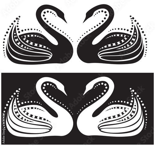 The stylized image of a pair of swans. Ornament