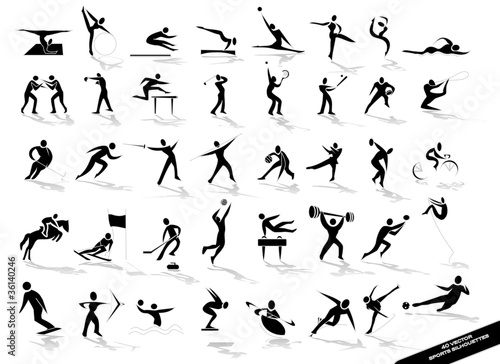 Sporting black silhouettes in vector