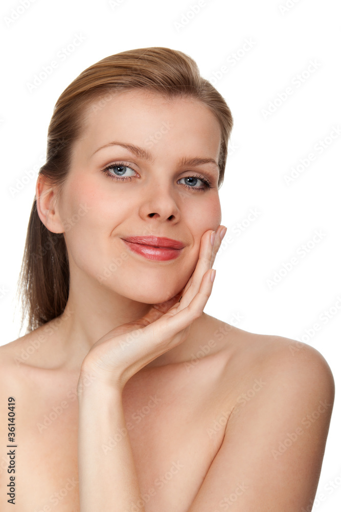 woman touching with her hand the healthy skin woman touching with her hand the healthy skin