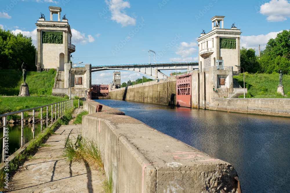 Photo & Art Print Floodgates on Moscow canal. The old Soviet ...