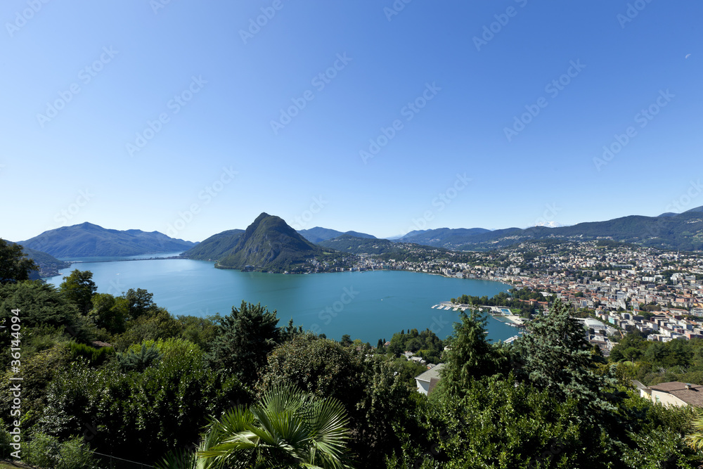 Lake Lugano, panoramic view from the top, switzerland