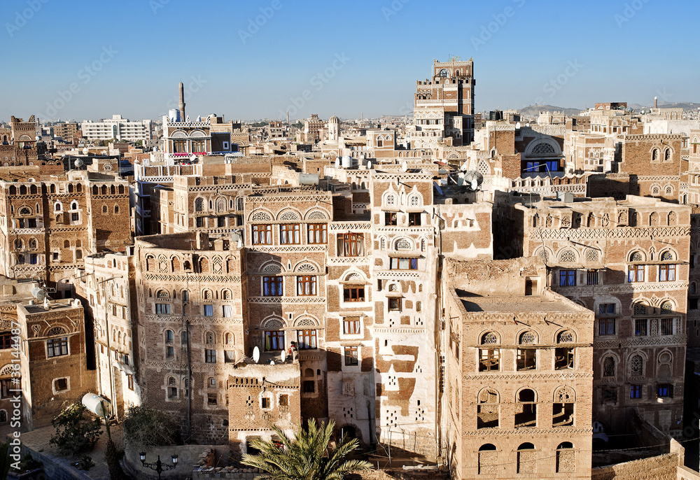 sanaa, yemen - traditional yemeni architecture