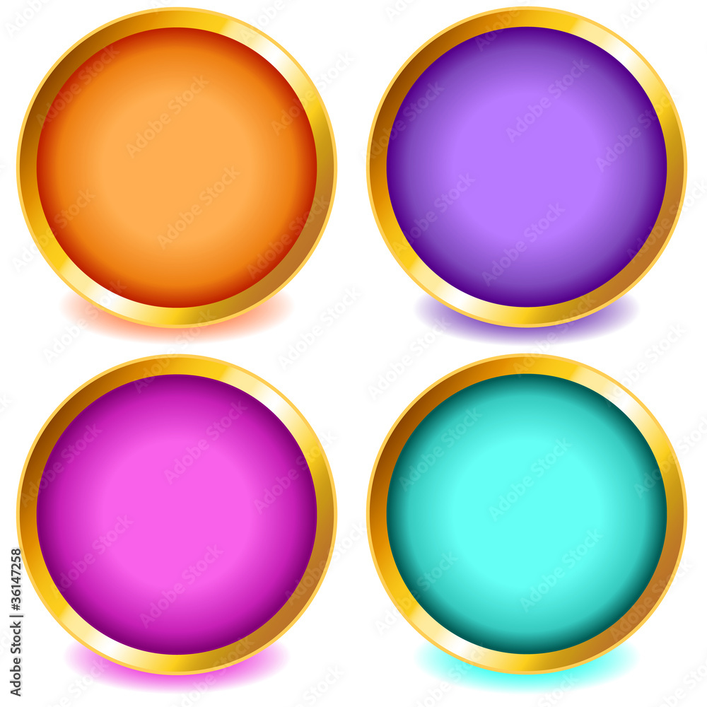 Colorful buttons with gold bevel-set2 Colorful buttons with gold bevel-set2