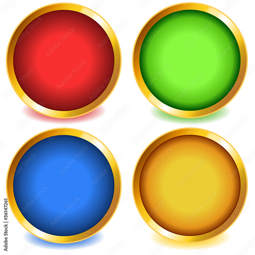 Colorful buttons with gold bevel-set1 Colorful buttons with gold bevel-set1