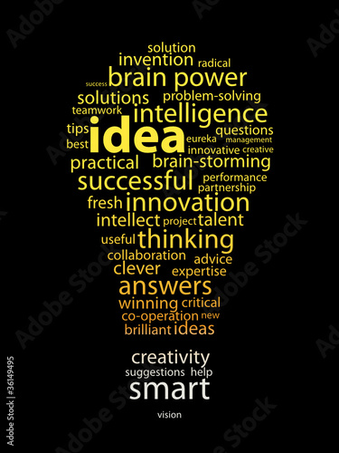 IDEAS Tag Cloud (eureka solutions answers innovation light bulb)