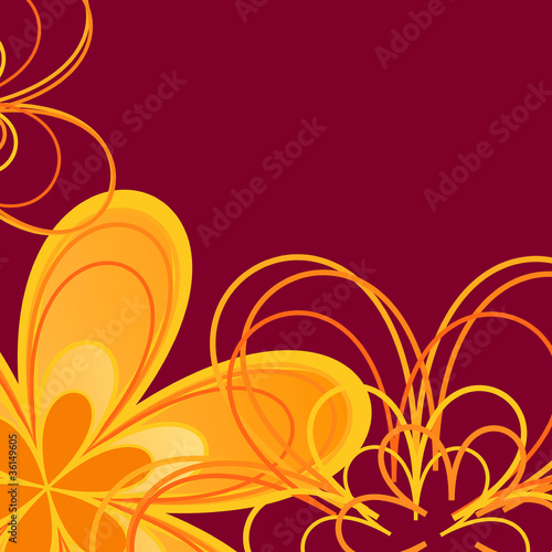 Carta da parati Fiori per Camera da Letto - Carta da parati orange flowers background - sfondo fiori arancioni