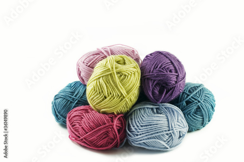 balls of yarn on an isolated background