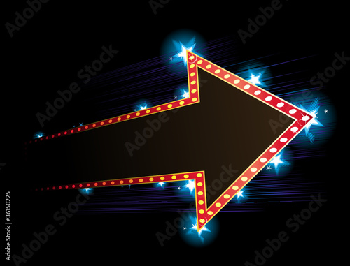 Arrow shape neon with star in background
