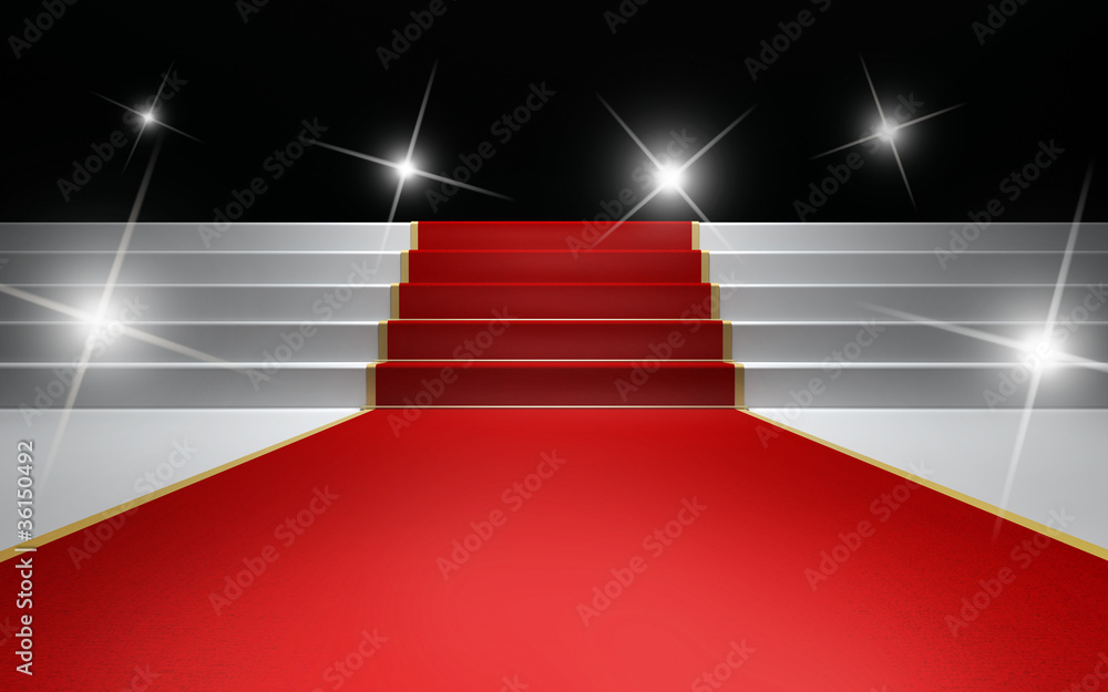 Naklejka premium Błyskające światła nad nagrodami z okazji dużego wieczoru na czerwonym dywanie