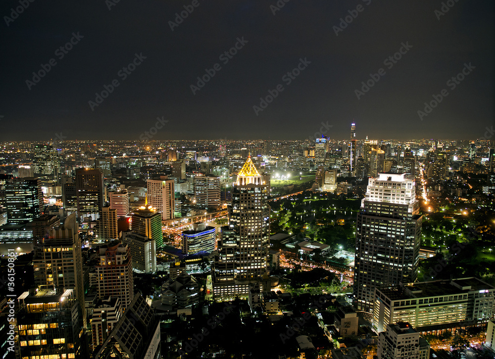 bangkok skyline by night
