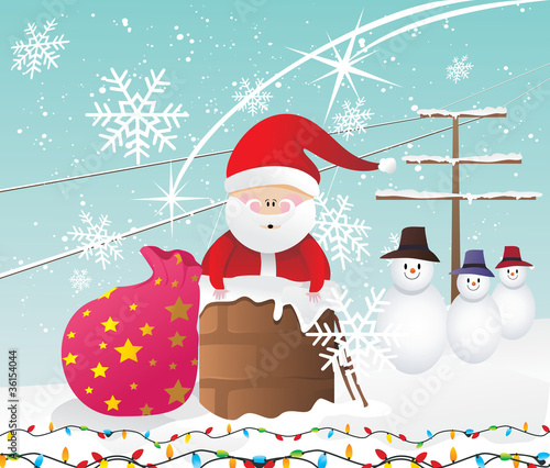 santa en la chimenea vector
