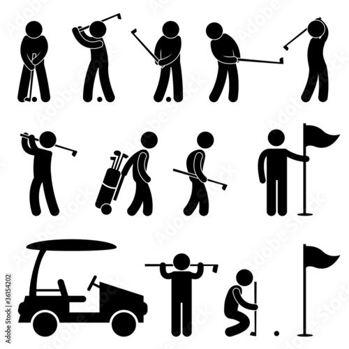Golf Golfer Swing People Caddy Caddie Pictogram
