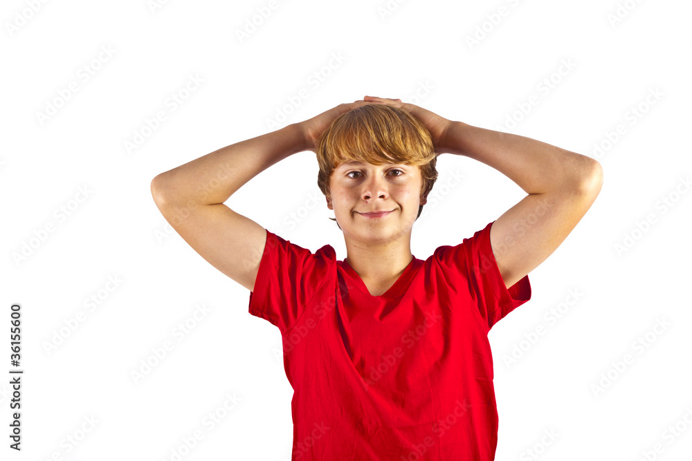 smart boy in studio isolated on white smart boy in studio isolated on white
