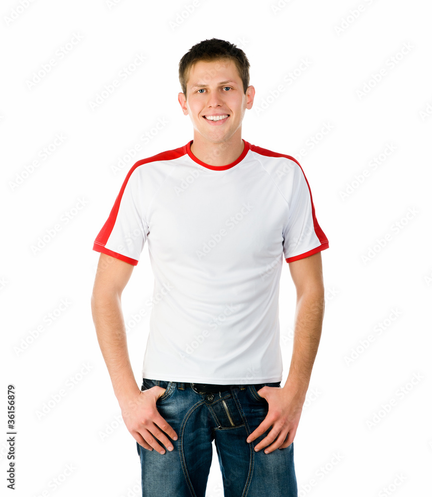 Pretty young man on white background Pretty young man on white background