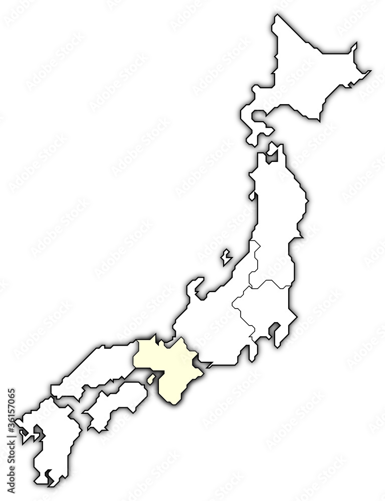 Map of Japan, Kinki highlighted