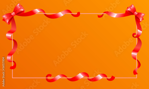 border decorated by romantic red ribbons