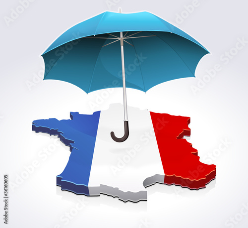 La France sous un parapluie (fond blanc)