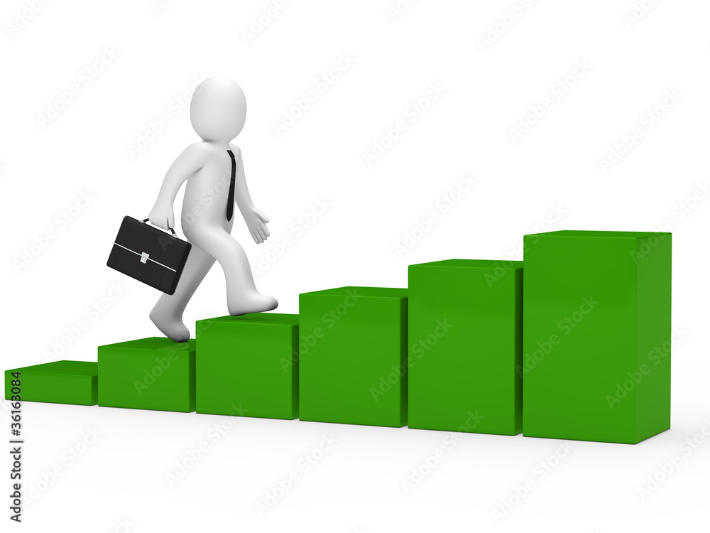 3d businessman run to success 3d businessman run to success