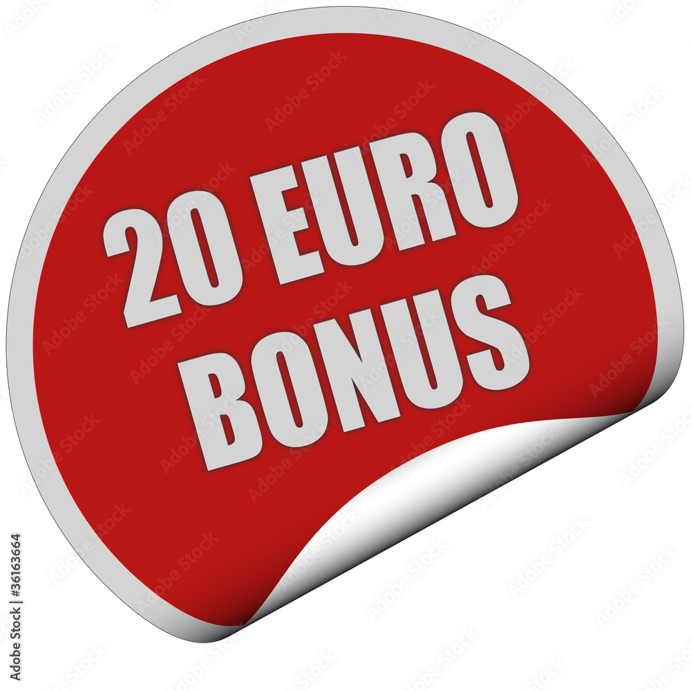 Sticker rot rund curl unten 20 EURO BONUS Sticker rot rund curl unten 20 EURO BONUS