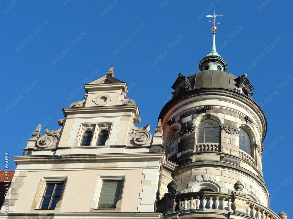 Turm und Giebel am Residenzschloss Dresden