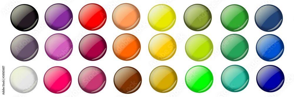Set of 24 colorful buttons