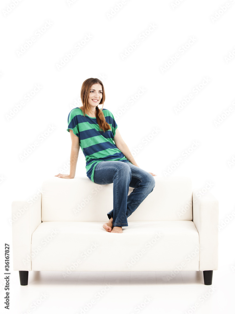 Obraz premium Woman at the sofa