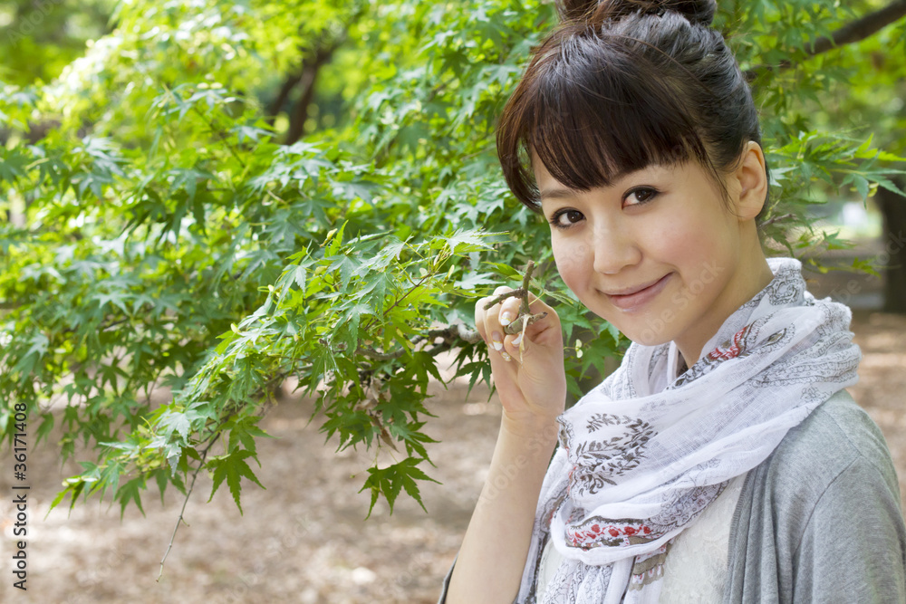 Beautiful young woman in the forest Beautiful young woman in the forest
