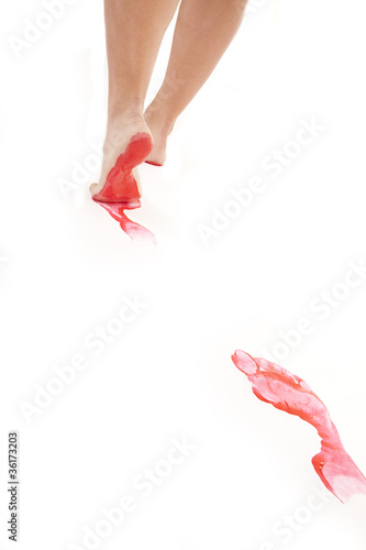 Painted feet walking