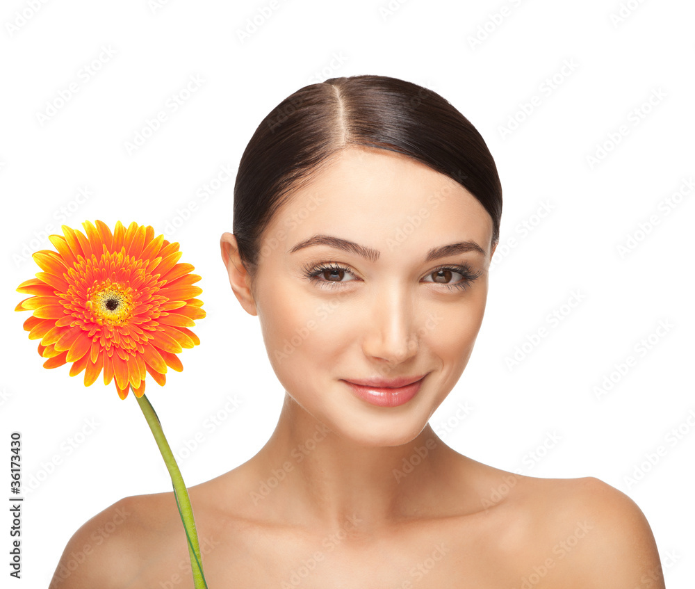 Portrait of beautiful woman with a flower Portrait of beautiful woman with a flower
