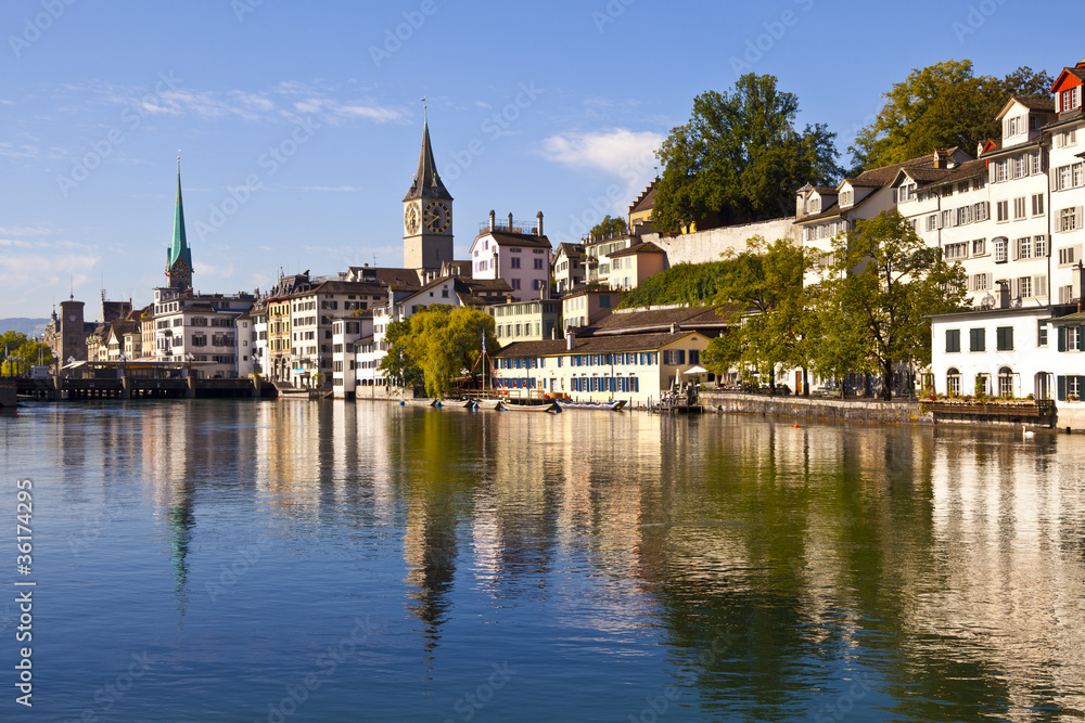 Zurich Reflections in Limmat River