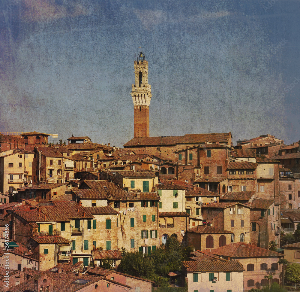 Panorama di Siena, texture retro