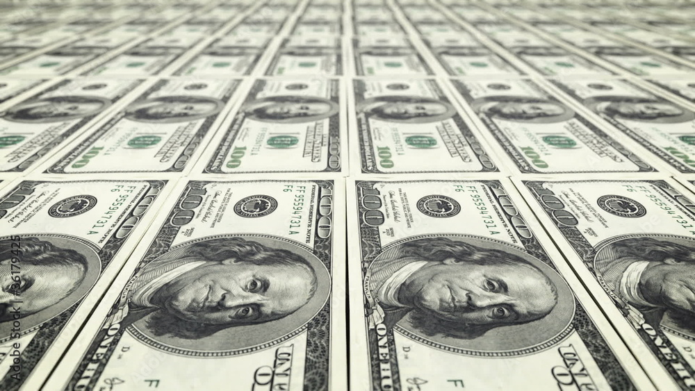 Printing dollar bill money. Loop