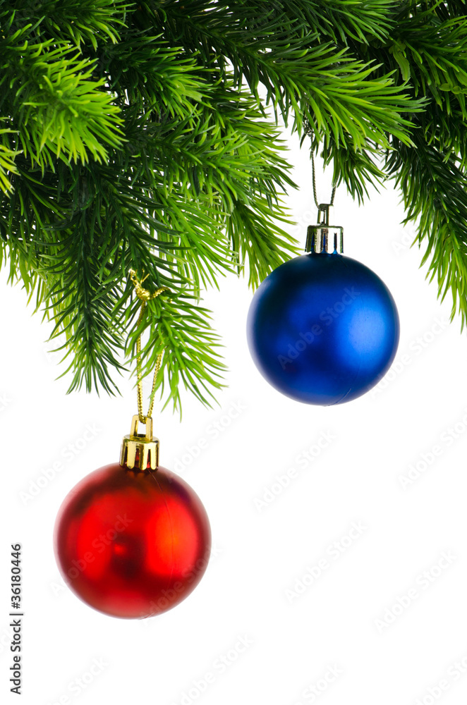 Christmas concept with baubles on white Christmas concept with baubles on white