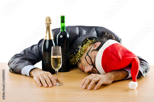 Photography Drunken businessman after office christmas party