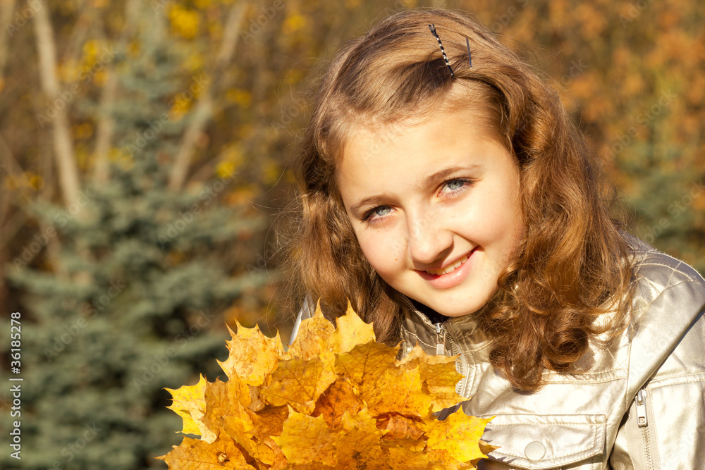 teen girl in autumn park teen girl in autumn park