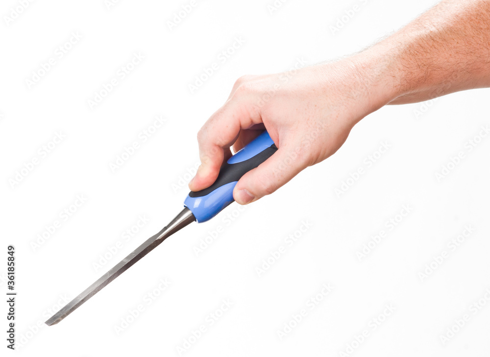 hand with chisel