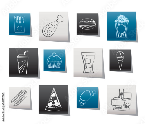 fast food and drink icons - vector icon set