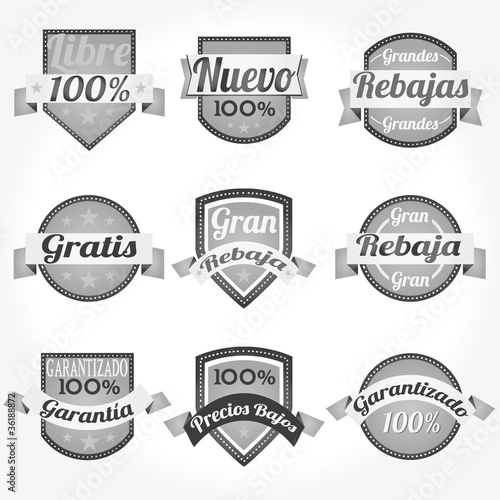 Set spanish high Quality sales free Labels with retro design