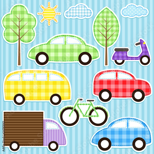 Set of cute vector colorful transport stickers #36190843