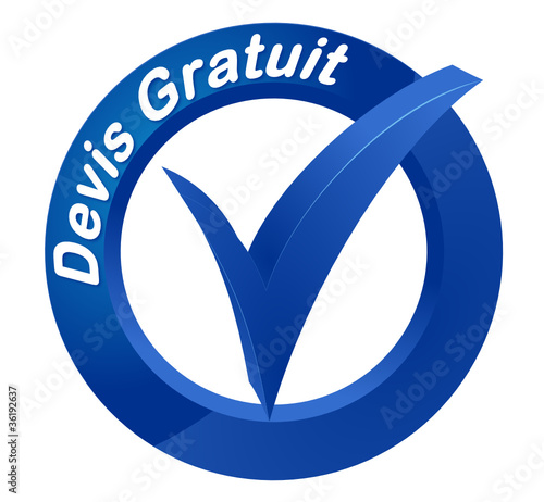 devis gratuit sur bouton web 3d bleu