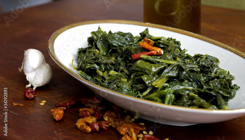 cime di rapa, garlic and peppers photo