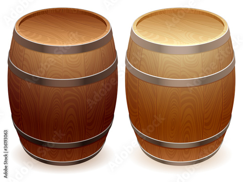 Wooden barrels.