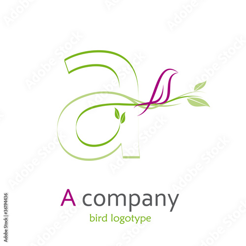 Logo letter A , with bird # Vector