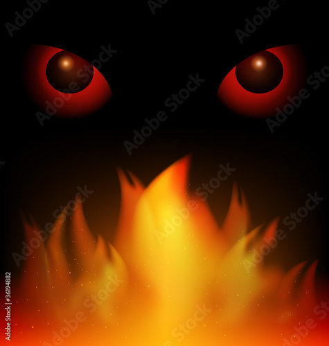 black background red eyes