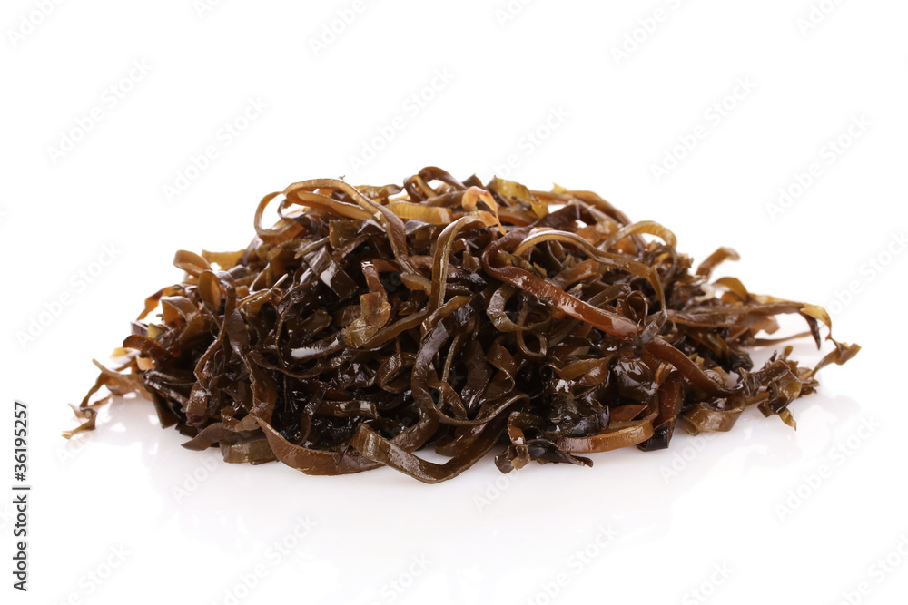 Sliced laminaria isolated on the white background Sliced laminaria isolated on the white background