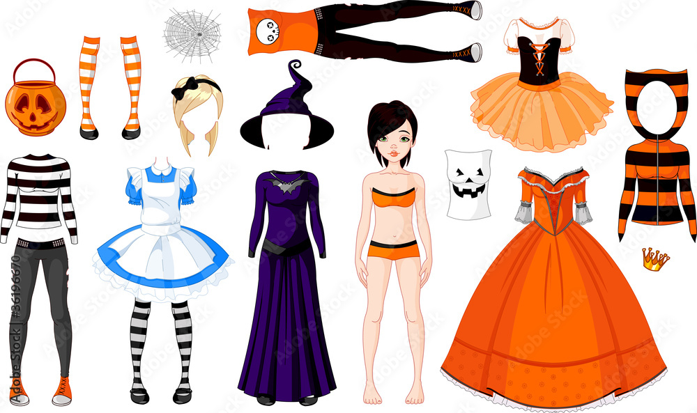 Obraz premium Halloween Girl with costumes