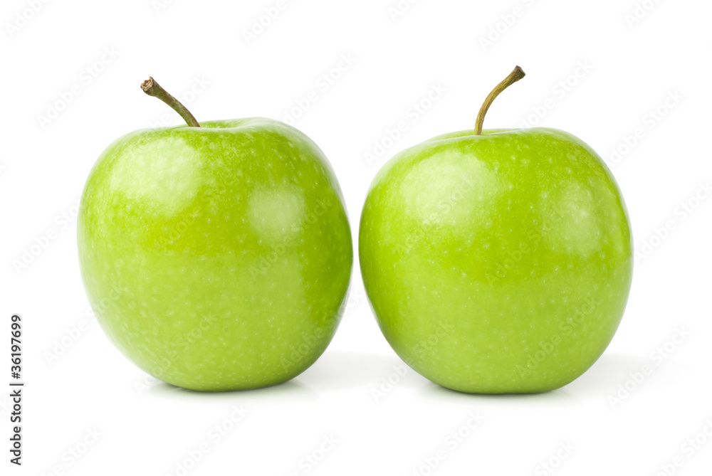 Green apples on a white background Green apples on a white background