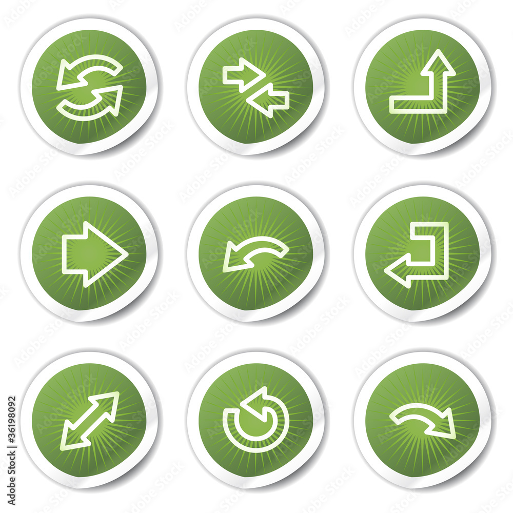 Arrows web icons set 1, green stickers Arrows web icons set 1, green stickers
