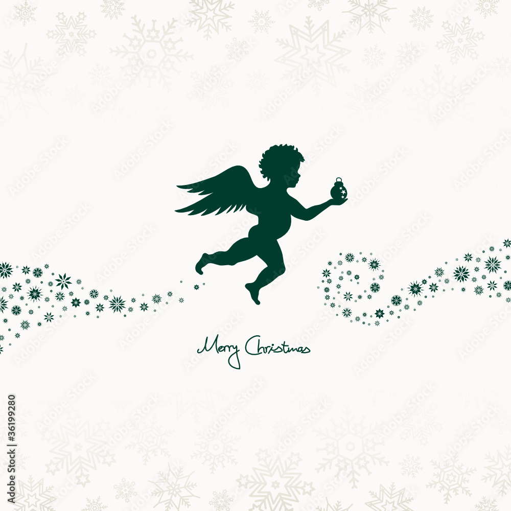 Flying Christmas Angel Holding Christmas Ball Green Flying Christmas Angel Holding Christmas Ball Green