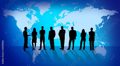 Wallpaper Mural Business people over world map Torontodigital.ca